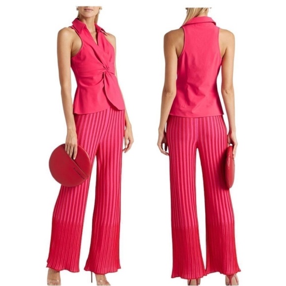 Cinq À SEPT McKenna Twisted Front Stretch-crepe Sleeveless Blouse Top XSmall NEW - Picture 3 of 10